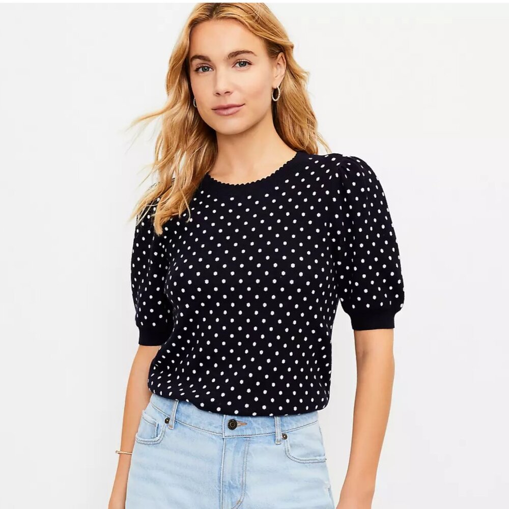 Dotted Scalloped Sweater Tee